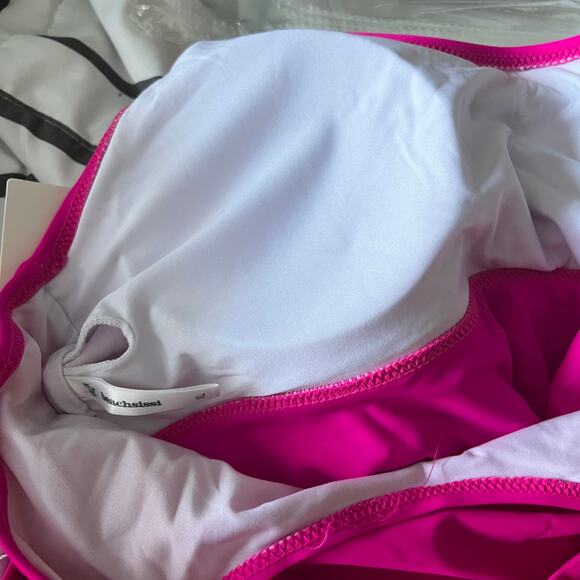 Women’s tankini swim bathing suit Sz X-Large Barbie pink floral removable cups - Picture 4 of 4